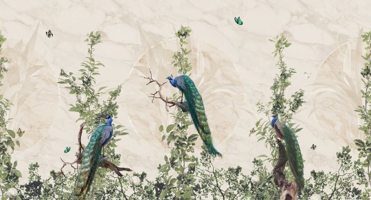 Muance MU13040 Edition 3 Amber Peacock Forest - mural z motywem lasu i pawi