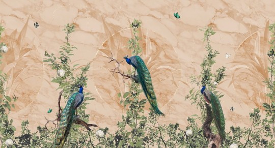 Muance MU13041 Edition 3 Amber Peacock Forest - mural z motywem lasu i pawi