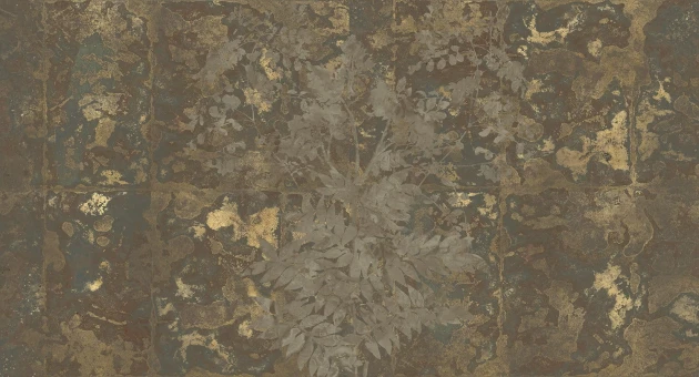 Muance MU13039 Edition 3 Amber Panina Gold - tropikalny mural z motywem liści