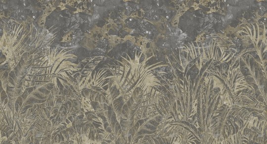 Muance MU13072 Edition 3 Amber Fossilized - geometryczny mural z motywem liści