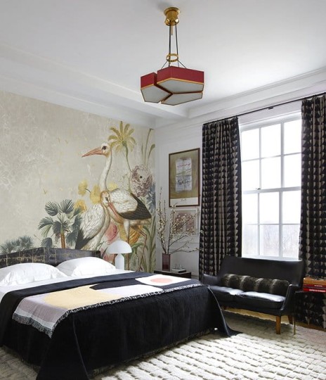 Muance MU13090 Edition 3 Amber Cranes in Love - mural z motywem bocianów na tle dżungli