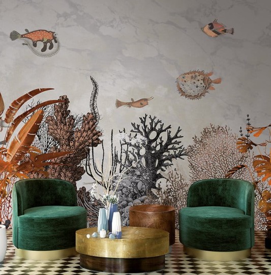 Muance MU13093 Edition 3 Amber Saint Lucia - mural z motywem ryb i rafy koralowej