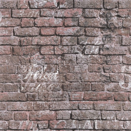 Lutece 11201610-EN Les Aventures Brique Tag Rouge - tapeta z motywem cegły i graffiti