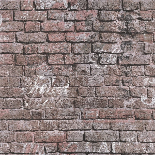 Lutece 11201610-EN Les Aventures Brique Tag Rouge - tapeta z motywem cegły i graffiti