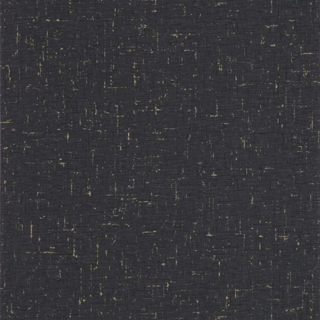 Caselio 103779265 Gaze Metal Noir Or - czarna tapeta imitująca gazę bawełnianą z pozłacanymi elementami