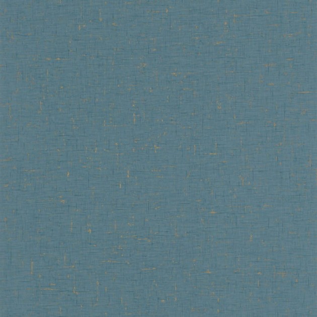 Caselio 103776231 Gaze Metal Bleu Canard Or - niebieska tapeta imitująca gazę bawełnianą z pozłacanymi elementami