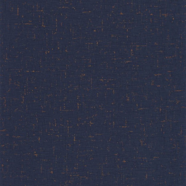 Caselio 103776552 Gaze Metal Bleu Nuit Cuivre - granatowa tapeta imitująca gazę bawełnianą z pozłacanymi elementami