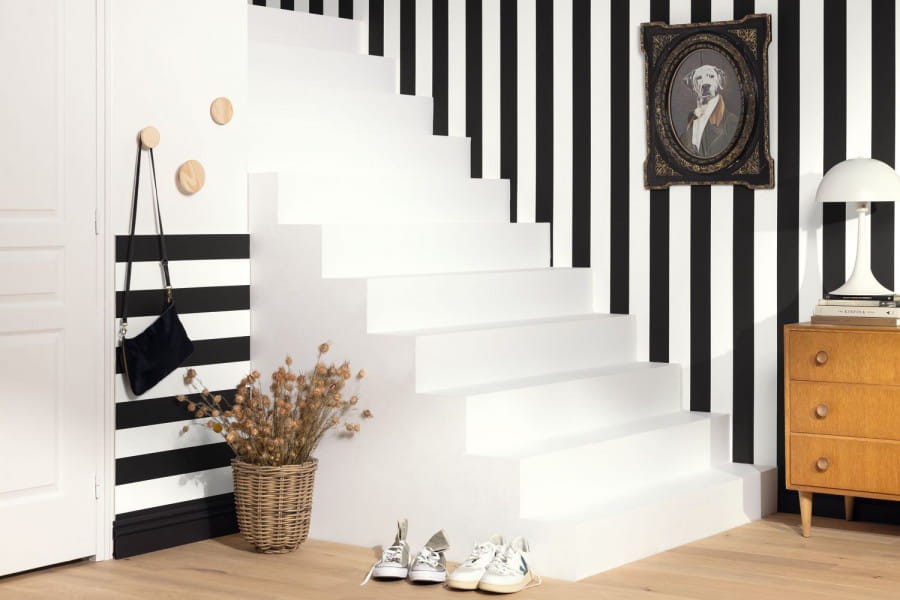 Caselio 104020000 Basics Wide Lines - tapeta w biało-beżowe paski