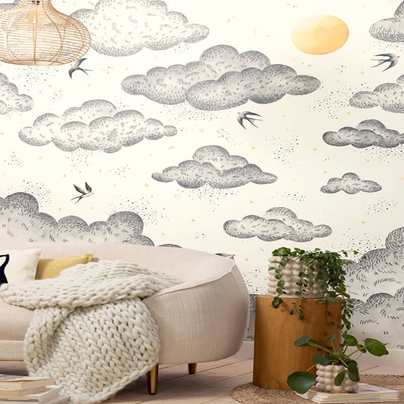 Caselio 104190989 Moonlight 2 Celeste - mural z chmurami