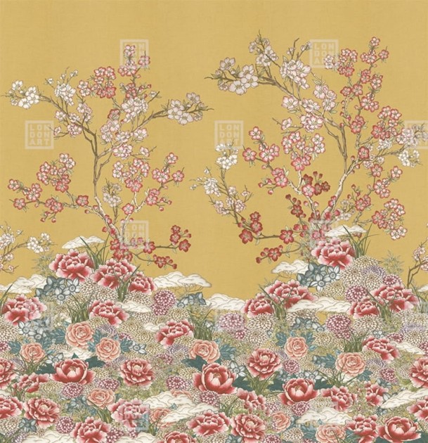 London Art KMN01 A Kimono Zori - mural w kwiaty