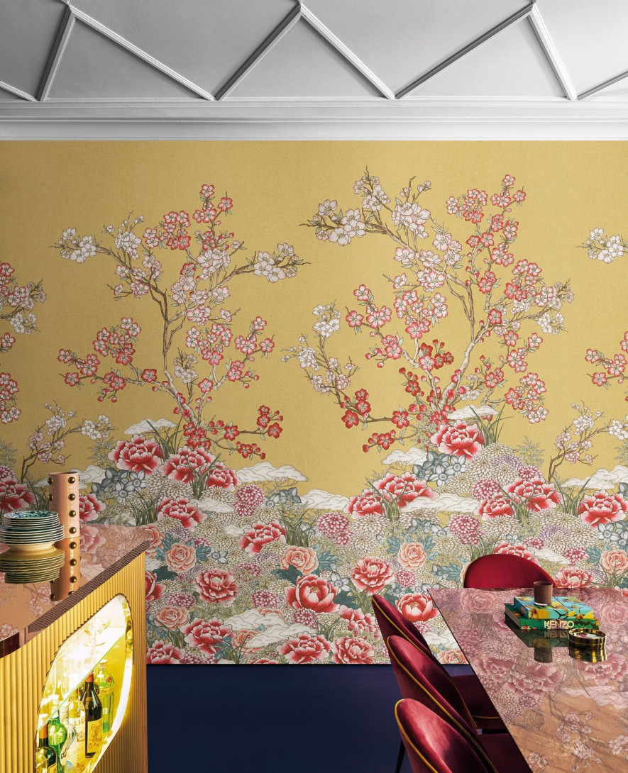 London Art KMN01 A Kimono Zori - mural w kwiaty