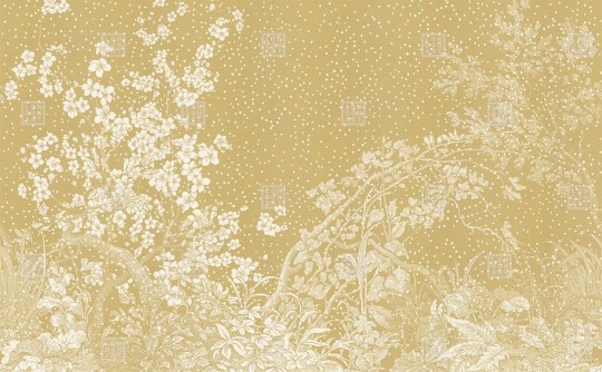 London Art KMN02 A Kimono Hiyoku - mural z roślinnym wzorem