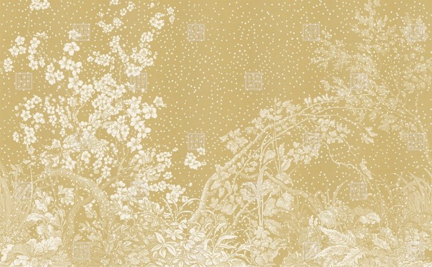 London Art KMN02 A Kimono Hiyoku - mural z roślinnym wzorem