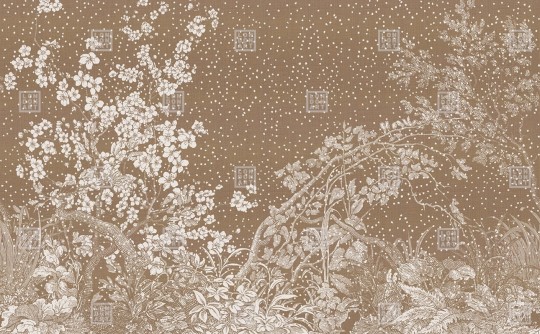 London Art KMN02 B Kimono Hiyoku - mural z roślinnym wzorem