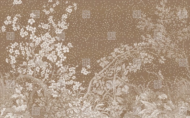 London Art KMN02 B Kimono Hiyoku - mural z roślinnym wzorem