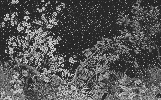 London Art KMN02 C Kimono Hiyoku - mural z roślinnym wzorem