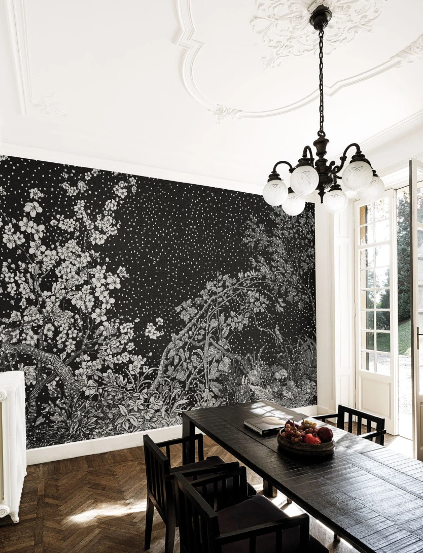 London Art KMN02 C Kimono Hiyoku - mural z roślinnym wzorem