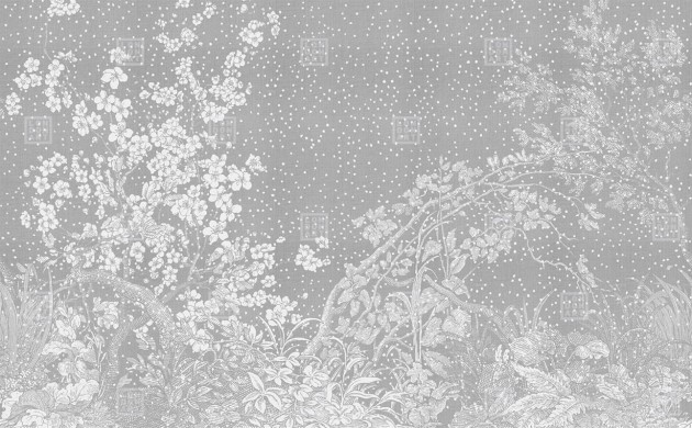 London Art KMN02 D Kimono Hiyoku - mural z roślinnym wzorem