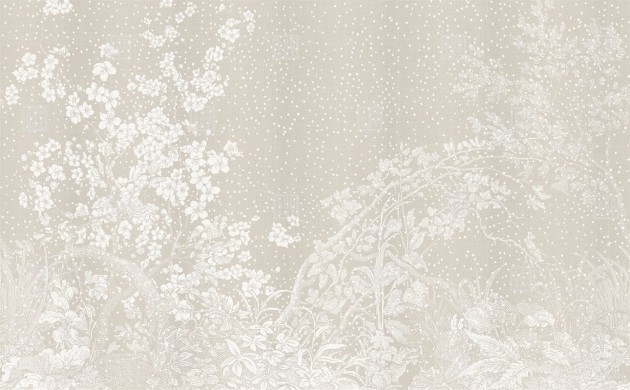 London Art KMN02 E Kimono Hiyoku - mural z roślinnym wzorem