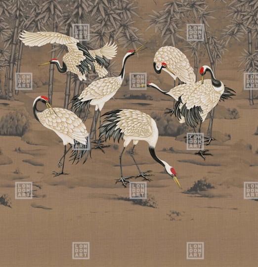 London Art KMN03 B Kimono Tabi - mural w żurawie