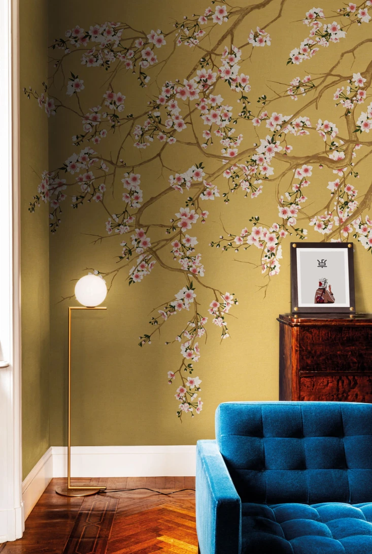 London Art KMN05 A Kimono Haori - mural w kwitnącą wiśnię