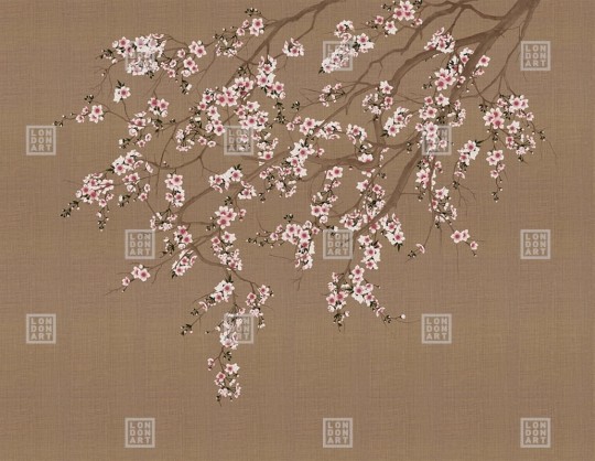 London Art KMN05 B Kimono Haori - mural w kwitnącą wiśnię