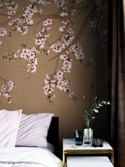 London Art KMN05 B Kimono Haori - mural w kwitnącą wiśnię