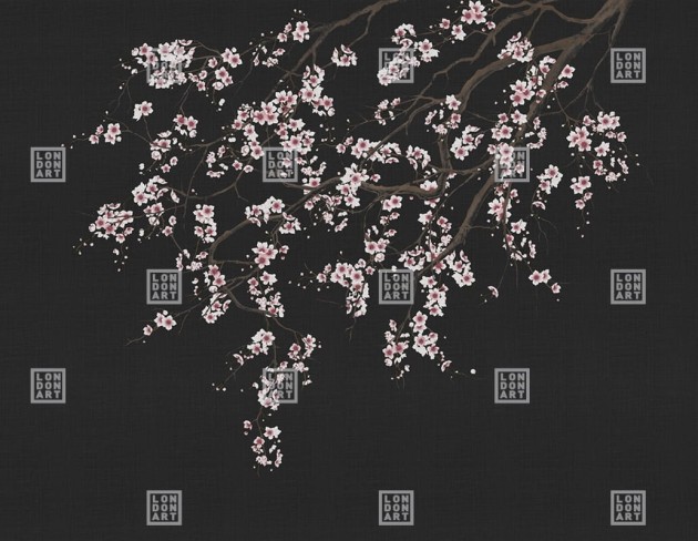 London Art KMN05 C Kimono Haori - mural w kwitnącą wiśnię