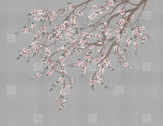 London Art KMN05 D Kimono Haori - mural w kwitnącą wiśnię