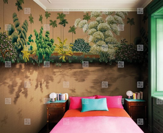 London Art KMNO06 B Kimono Homongi - mural z ogrodem japońskim