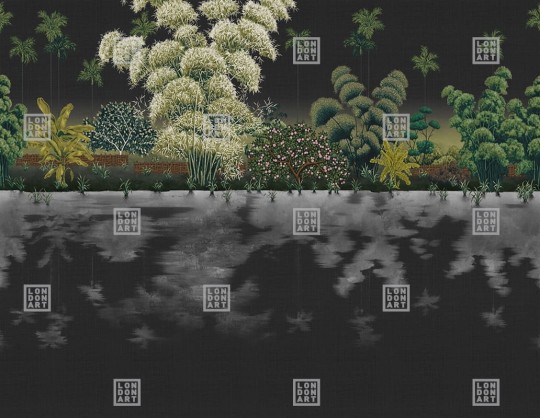 London Art KMNO06 C Kimono Homongi - mural z ogrodem japońskim