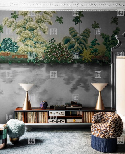 London Art KMNO06 D Kimono Homongi - mural z ogrodem japońskim