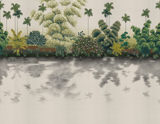 London Art KMNO06 E Kimono Homongi - mural z ogrodem japońskim