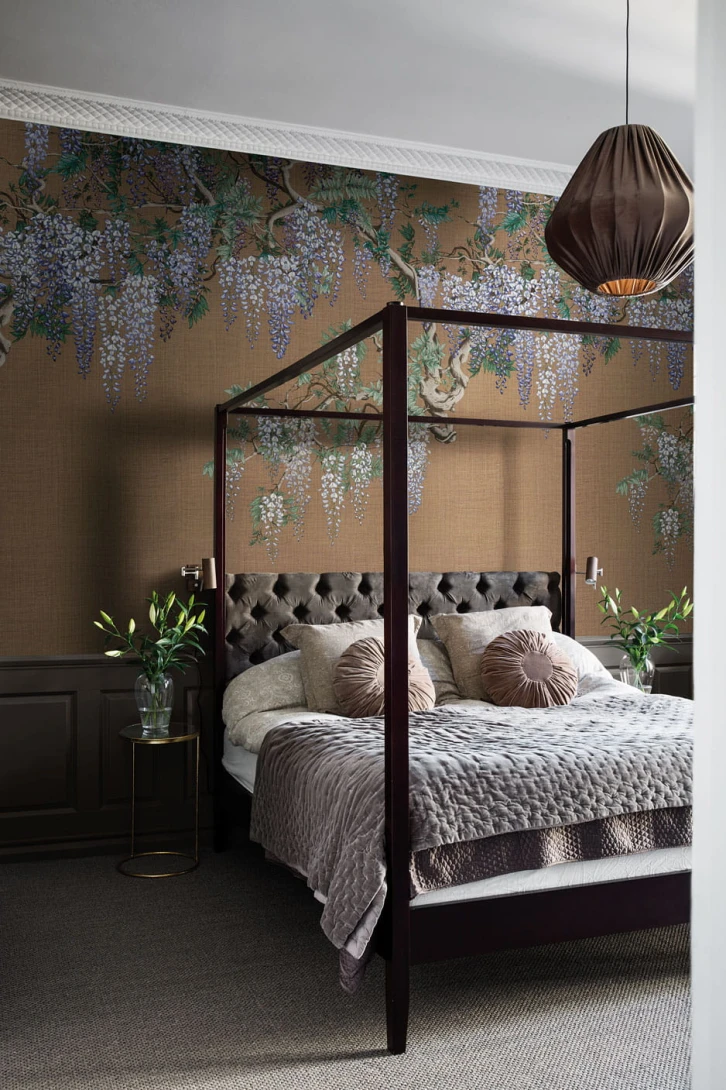 London Art KMN07 B Kimono Iromuji - mural z wisterią