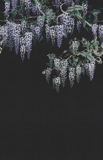 London Art KMN07 C Kimono Iromuji - mural z wisterią