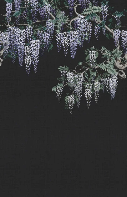 London Art KMN07 C Kimono Iromuji - mural z wisterią
