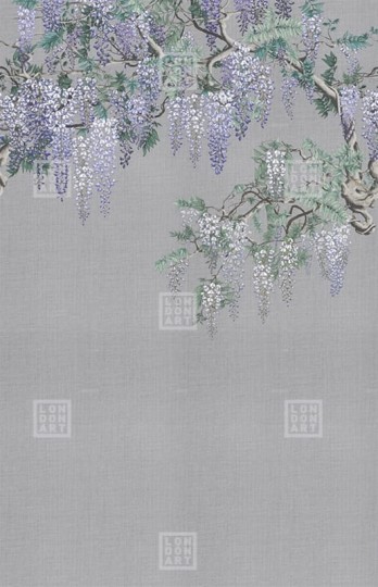 London Art KMN07 D Kimono Iromuji - mural z wisterią