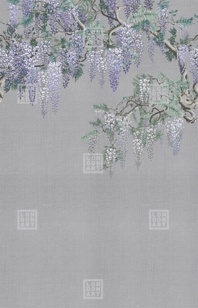 London Art KMN07 D Kimono Iromuji - mural z wisterią