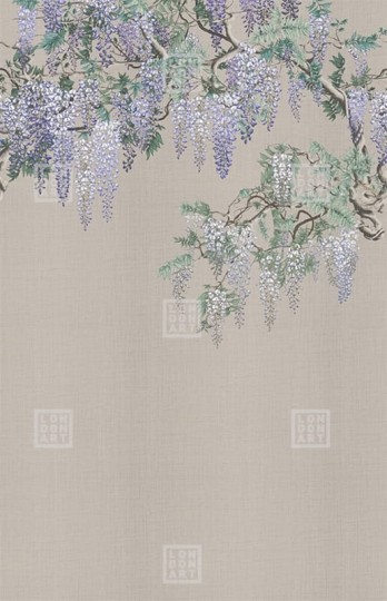 London Art KMN07 E Kimono Iromuji - mural z wisterią