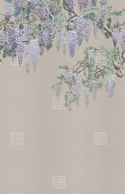 London Art KMN07 E Kimono Iromuji - mural z wisterią