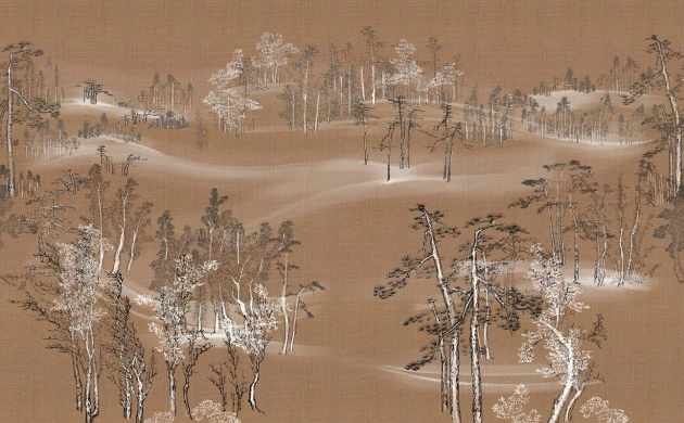 London Art KMN08 B Kimono Samue - mural leśny