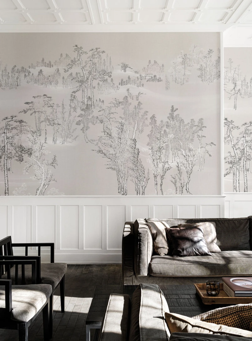 London Art KMN08 E Kimono Samue - mural leśny