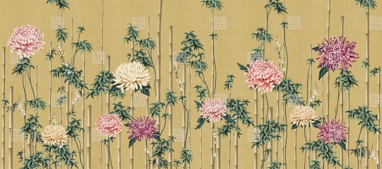 London Art KMN10 A Kimono Fuki - mural z pędami bambusa