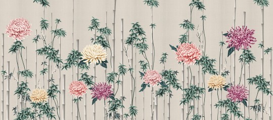 London Art KMN10 E Kimono Fuki - mural z pędami bambusa