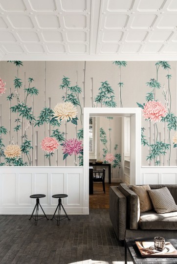 London Art KMN10 E Kimono Fuki - mural z pędami bambusa