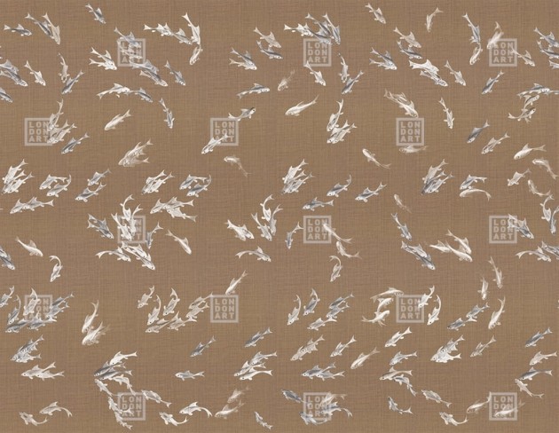 London Art KMN11 B Kimono Hakma - mural w ryby
