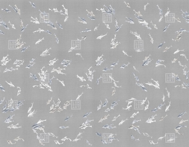 London Art KMN11 D Kimono Hakma - mural w ryby