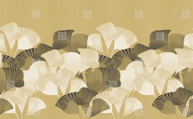 London Art KMN12 A Kimono Komon - mural liściasty