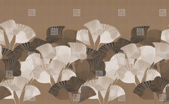 London Art KMN12 B Kimono Komon - mural liściasty