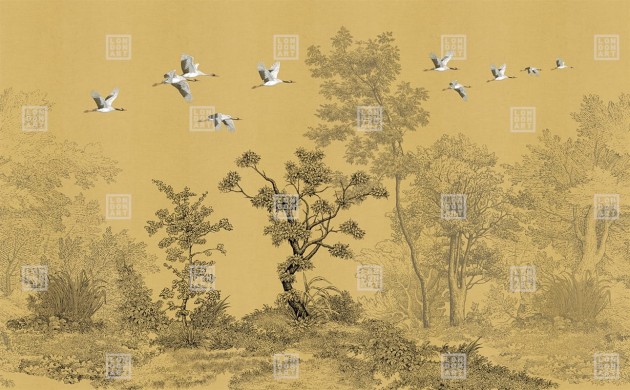 London Art KMN13 A Kimono Obi - mural leśny
